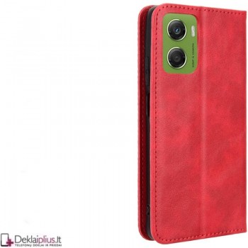 Dirbtinės odos atverčiamas dėklas su skyreliais - raudonas (Motorola Moto G06/Moto G06 Power) Dirbtinės odos atverčiamas dėklas su skyreliais - raudonas (Motorola Moto G06/Moto G06 Power)